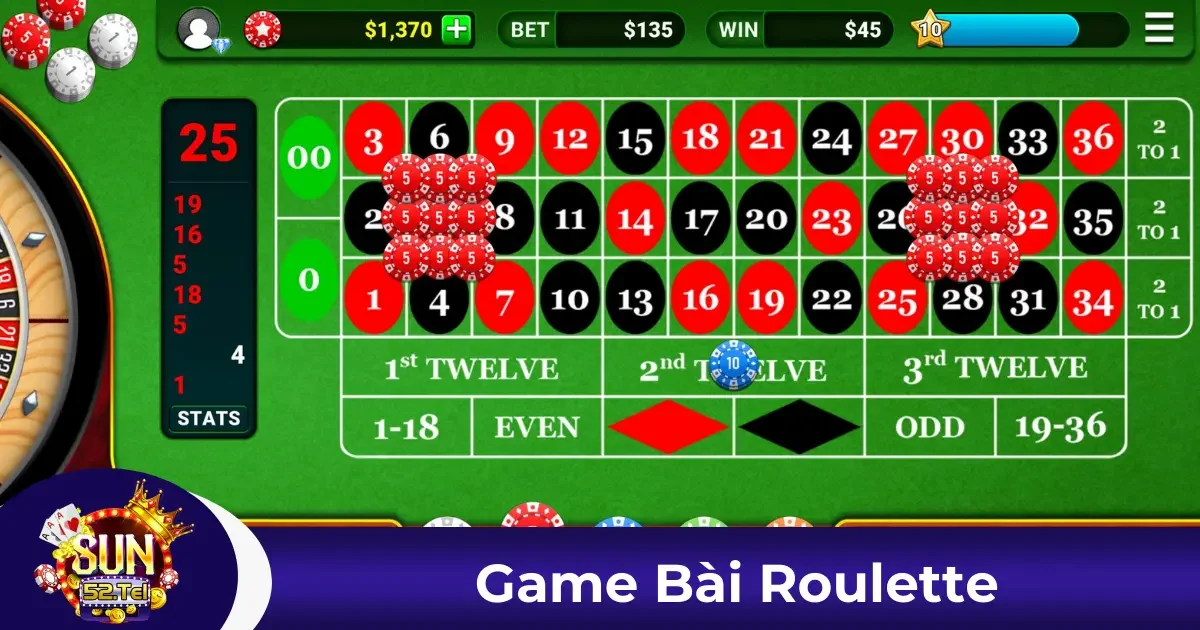 Các loại cược phổ biến trong Roulette